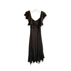 Paul and Joe Scoop Neck Ruffle Silk Maxi Dress, Size 38EU